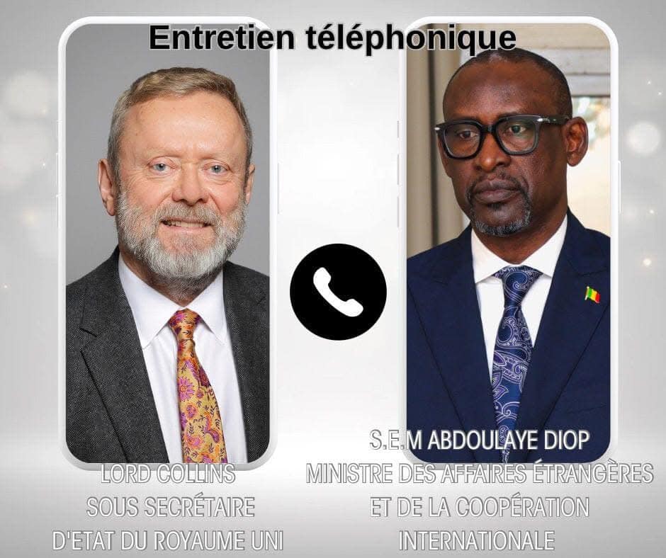 Entretien téléphonique entre Son Excellence Monsieur Abdoulaye DIOP et Monsieur Lord COLLINS of Highbury