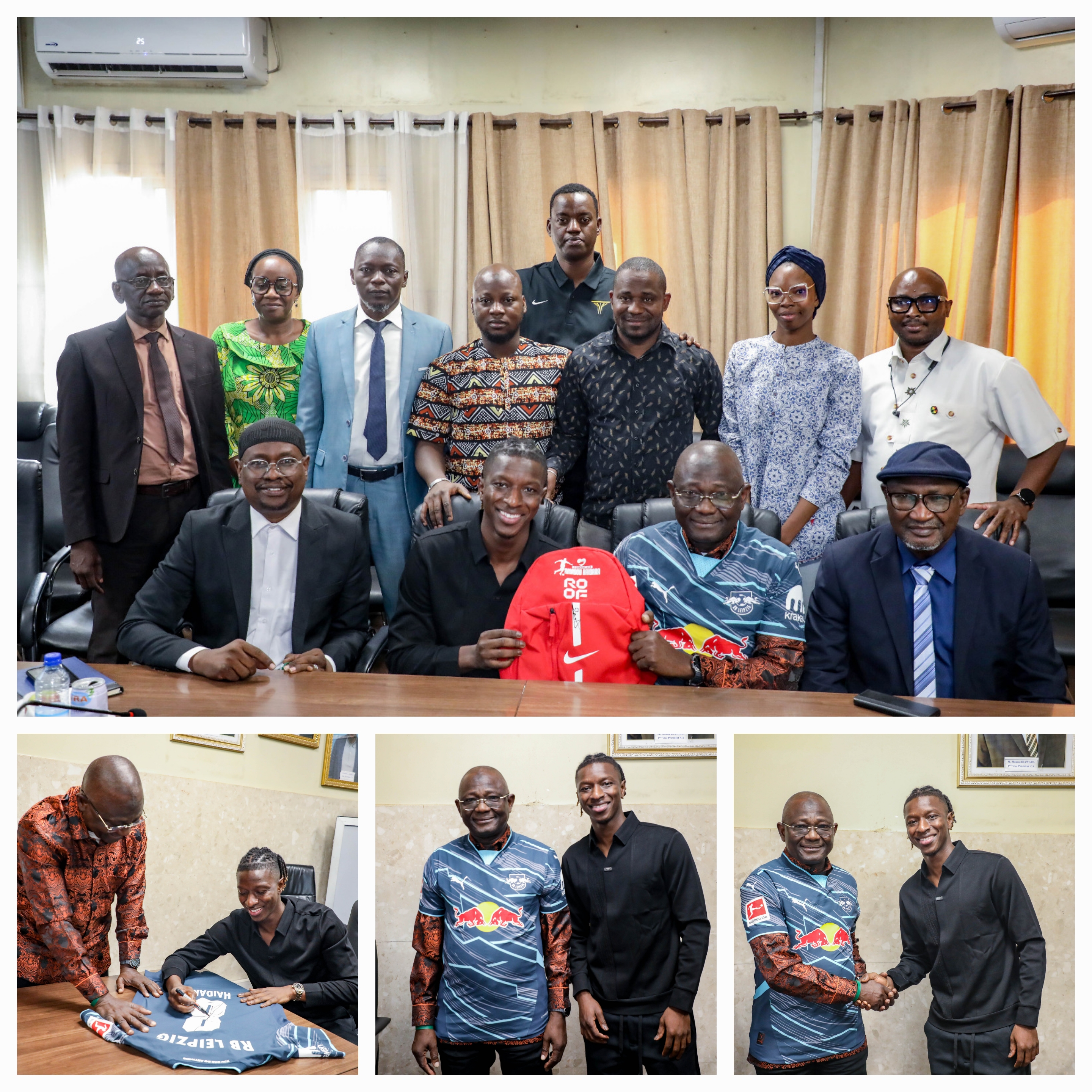 Mali: l’international Amadou Haïdara  offre son maillot au Directeur Général de l'INPS