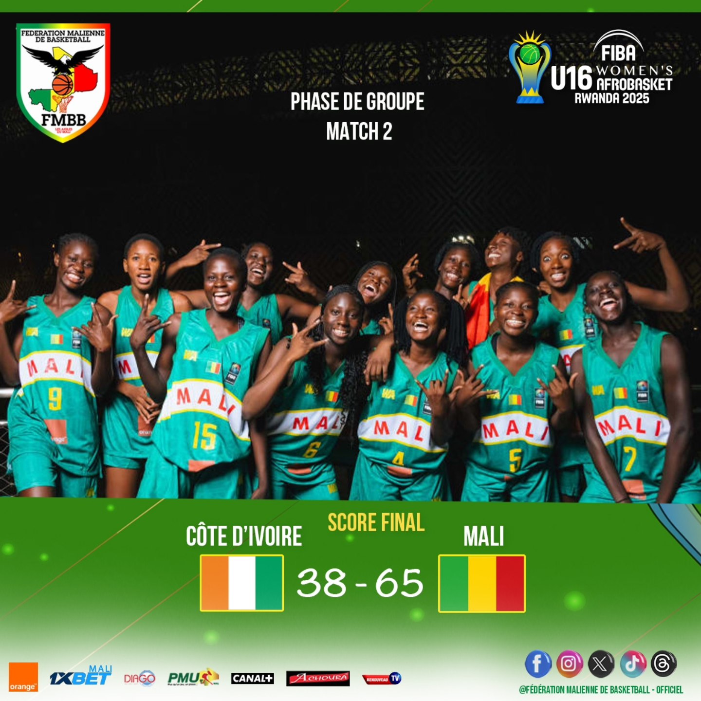 AfroBasket U-16 : les Aiglonnes du Mali enchaînent avec une deuxième victoire