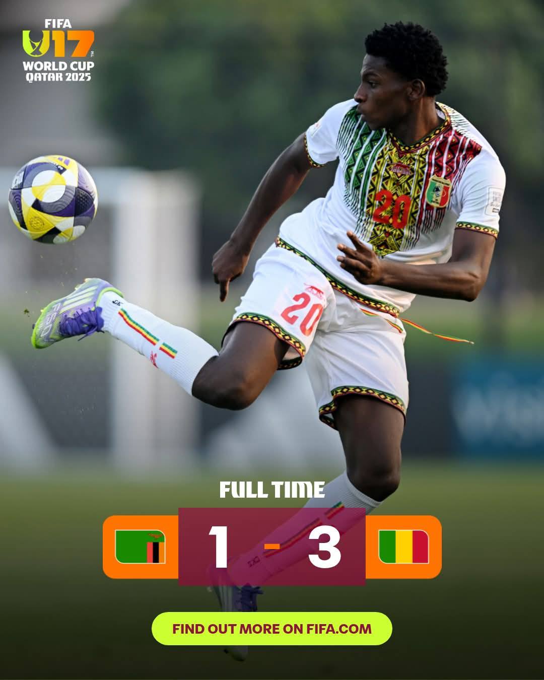 Coupe du Monde U-17 : Le Mali s'impose face à la Zambie et file en quarts de finale