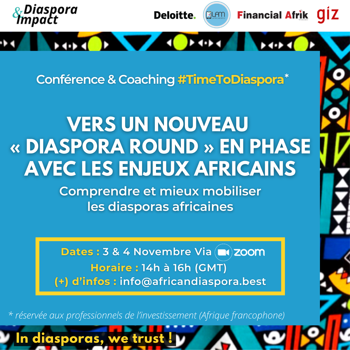 Conférence-formation : la mobilisation des  diasporas au programme des agences publiques africaines d’investissement