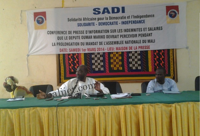 Point de presse du parti solidarité africaine pour la démocratie et l’indépendance (Sadi): l’insécurité au Mali