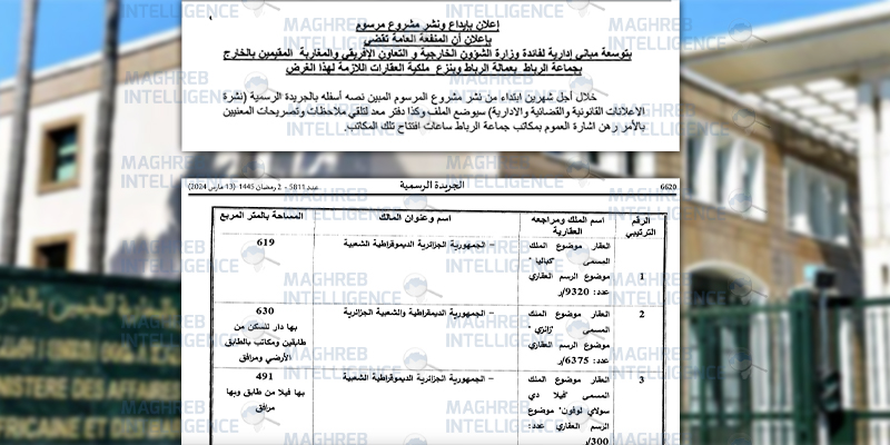 Exclusif. À Rabat, expropriation de biens de l’Etat algérien pour l’extension des services du ministère des Affaires étrangères
