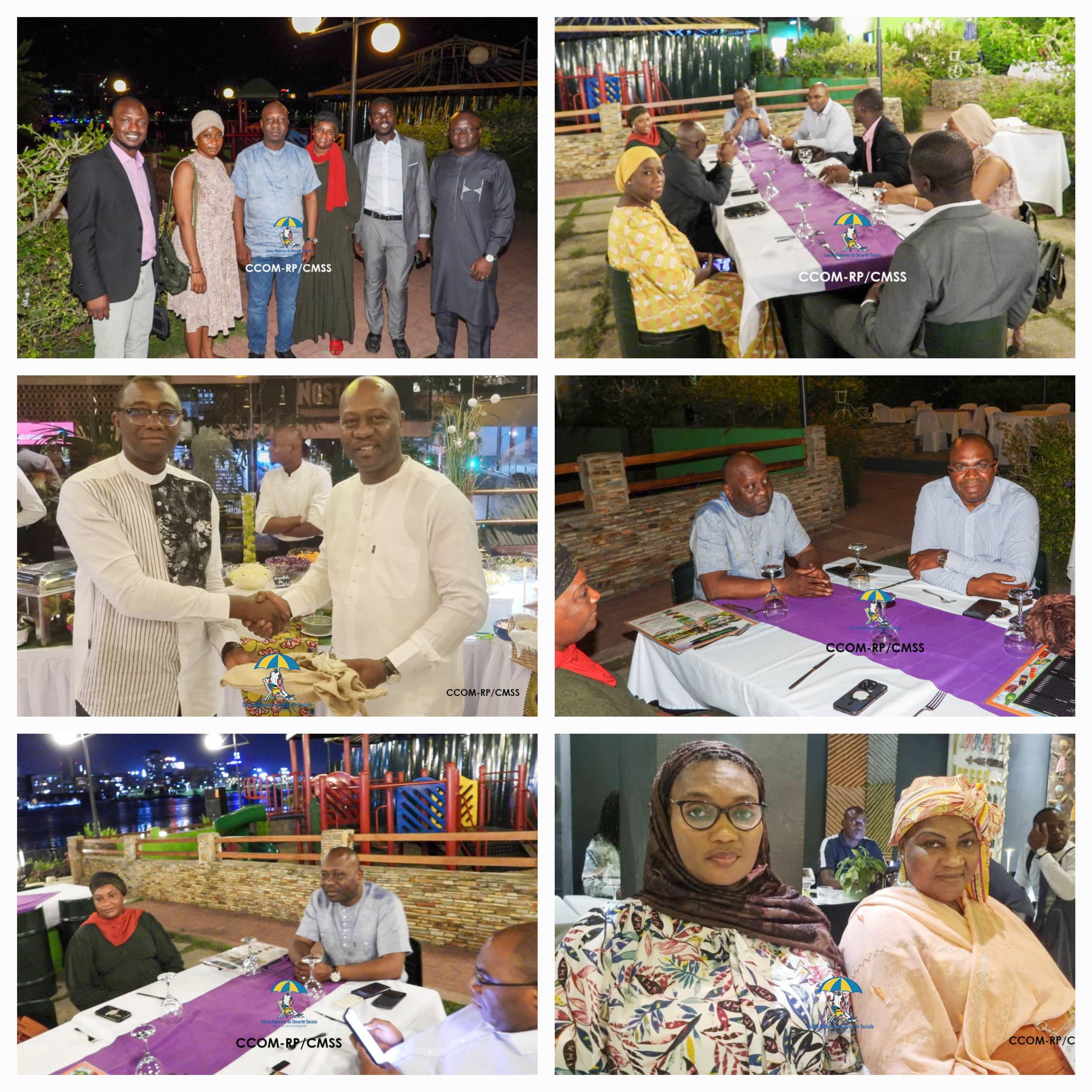 Dîner de travail à Abidjan : Le DG Ichaka KONÉ partage un moment convivial avec les stagiaires de la CMSS à l’IM2S autour d’un repas.