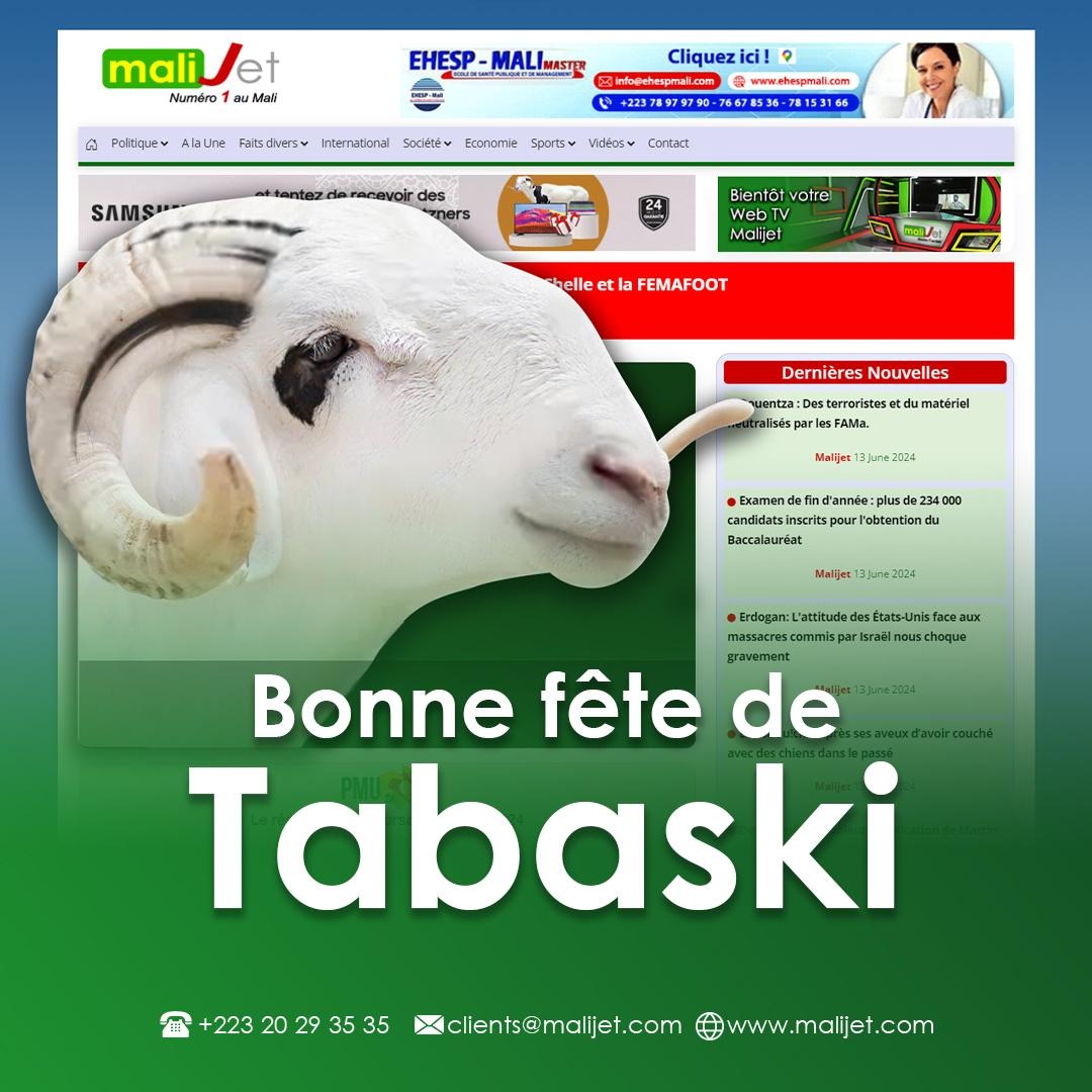 Toute l'équipe de Malijet vous souhaite une Bonne Fête de Tabaski. Aw sambé sambé