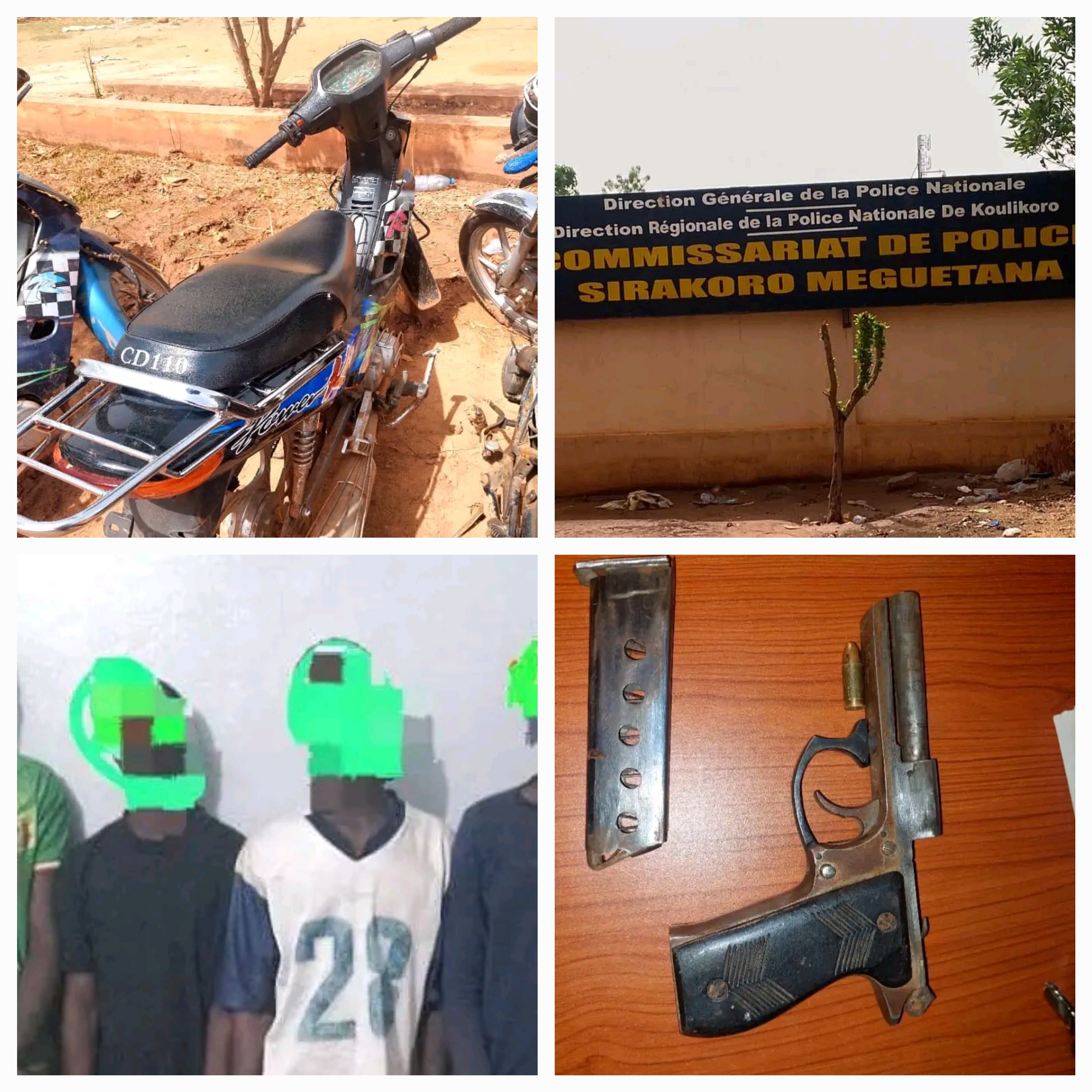 Bamako: quatre malfrats arrêtés par le Commissariat de police de Sirakoro Meguetana