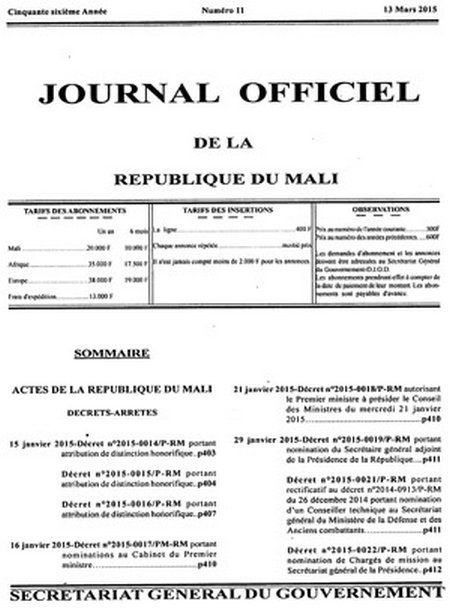 Le journal officiel du mali de 1960 à 1968 : Les actes fondateurs d’un jeune État